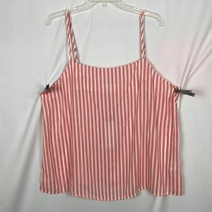 NWT POPSUGAR White Sheer Cami with Vertical Red Stripes - Size XXL